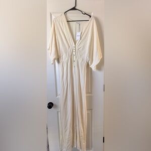 Showpo Elegant Cream Button-Down Dress